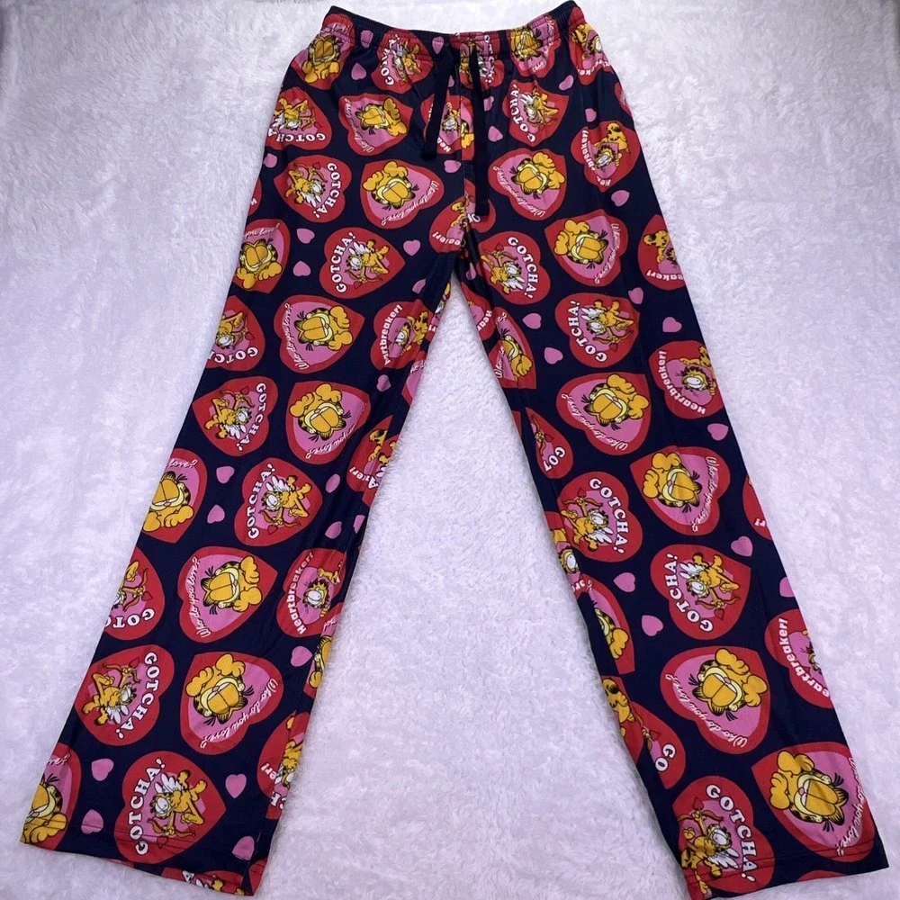 Vintage Garfield Men's‎ Medium Sleep Pants Red Hearts Soft Pajama Pants